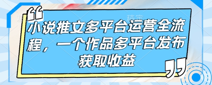 小说推文多平台运营全流程，一个作品多平台发布获取收益-88共享