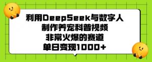 利用DeepSeek与数字人制作养宠科普视频,非常火爆的赛道,单日变现多张-88共享