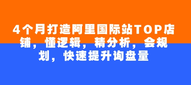 4个月打造阿里国际站TOP店铺，懂逻辑，精分析，会规划，快速提升询盘量-88共享