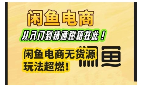 闲鱼电商实战课，从入门到精通秘籍在此，闲鱼电商无货源玩法超燃!-88共享