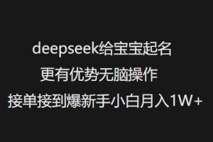 deepseek给宝宝起名更有优势无脑操作接单接到爆新手小白月入1W+-88共享
