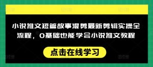 小说推文短篇故事混剪最新剪辑实操全流程,0基础也能学会小说推文教程,肯干多发日入多张-88共享