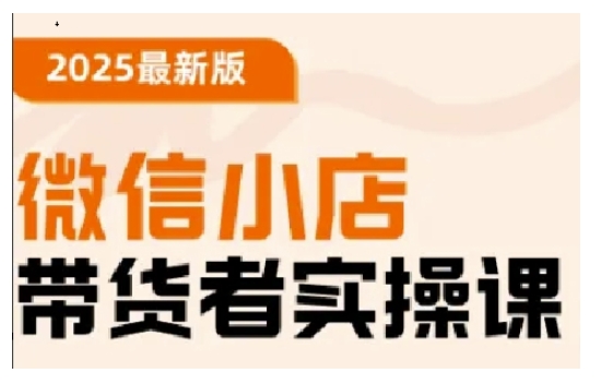 2025最新版微信小店带货者实操课，基础操作到高级运营技巧，快速上手-88共享