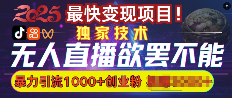 欲罢不能的无人直播引流，超暴力日引流1000+高质量精准创业粉-88共享