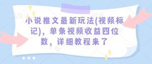 小说推文最新玩法(视频标记)，单条视频收益四位数，详细教程来了-88共享
