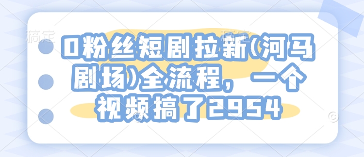 0粉丝短剧拉新(河马剧场)全流程，一个视频搞了2954-88共享