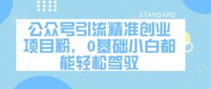 公众号引流精准创业项目粉,0基础小白都能轻松驾驭-88共享