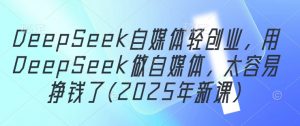 DeepSeek自媒体轻创业,用DeepSeek做自媒体,太容易挣钱了(2025年新课)-88共享