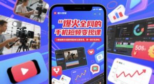 爆火全网的手机短视频变现课,0基础教你拍摄剪辑涨粉运营变现,用一部手机挣钱-88共享