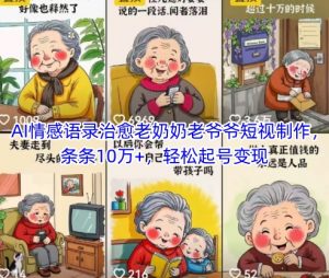 AI情感语录治愈老奶奶老爷爷短视制作,条条10万+,轻松起号变现-88共享