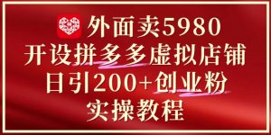 外面卖5980开设拼多多虚拟店铺:单日引流200+创业付费粉实战教程-88共享