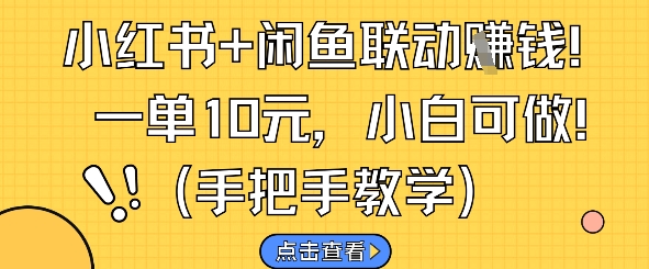 小红书+闲鱼联动挣钱，一单10元，小白可做-88共享