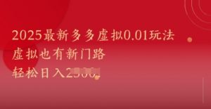 2025最新多多虚拟0.01玩法！虚拟也有新世界，轻松日入1k+-88共享