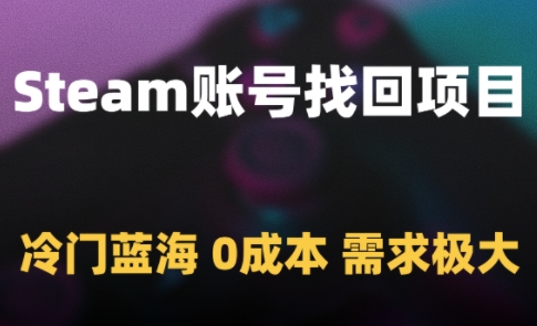 Steam账号找回项目，冷门蓝海，0成本，需求极大-88共享