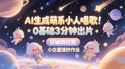 AI生成萌系小人唱歌，0基础3分钟出片，28个作品涨粉8.9W，单条最高19W赞，日入四位数，小白直接抄作业-88共享