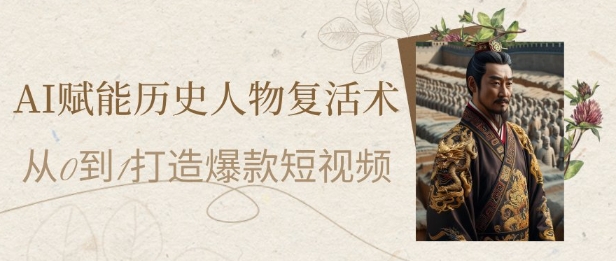 AI赋能历史人物复活术：从0到1打造爆款短视频，7天涨粉10W，小白也能月入过1W-88共享