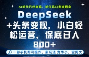DeepSeek+头条变现,保姆级教学,小白轻松上手,日入8张+【揭秘】-88共享