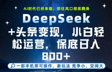 DeepSeek+头条变现，保姆级教学，小白轻松上手，日入8张+【揭秘】-88共享