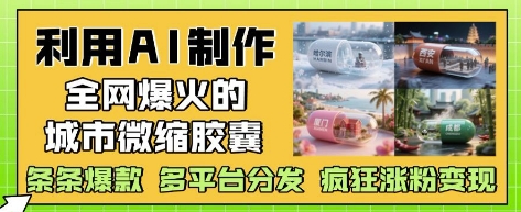 利用AI制作全网爆火的城市微缩胶囊，条条爆款， 多平台分发，疯狂涨粉变现-88共享