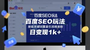 百度SEO玩法,搜狐关键词覆盖引流精准粉,日变现1k+【揭秘】-88共享