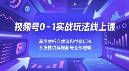视频号0-1实战玩法线上课，深度剖析自然流和付费玩法，统性讲解视频号全部逻辑-88共享