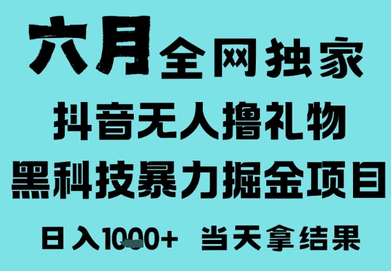 25年6月高爆抖音无人直播最新撸音浪掘金项目，门槛低小白可做，无脑日入1k，可矩阵放大【揭秘】-88共享