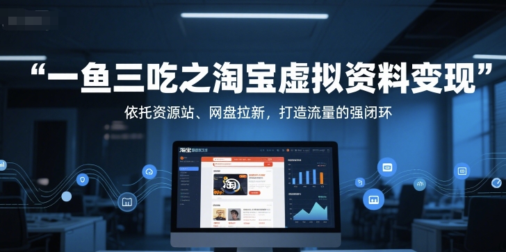 一鱼三吃之淘宝虚拟资料变现，依托资源站、网盘拉新，打造流量的强闭环-88共享
