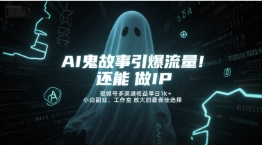 AI鬼故事引爆流量，还能做IP，视频号多渠道收益单日1k+，小白副业、工作室放大的最佳选择-88共享