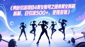 男粉引流项目4美女账号之健身美女拆解，日引流500+，变现多张-88共享