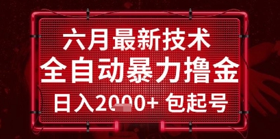 六月最新技术全自动暴力撸金，稳定日入2k+包起号，长期稳定【揭秘】-88共享