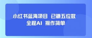 小红书蓝海项目,全程AI,操作简单,已挣五位数-88共享