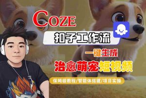 COZE扣子工作流一键生成治愈萌究短视频,保姆级教程-智能体搭建-项目实操-88共享