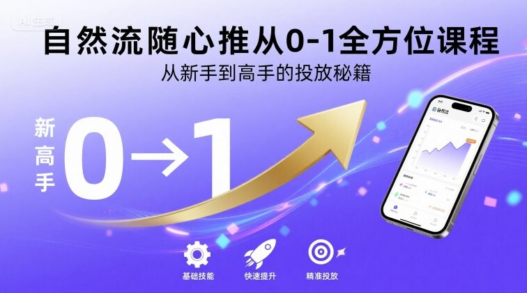 自然流随心推从0-1全方位课程，从新手到高手的投放秘籍-88共享
