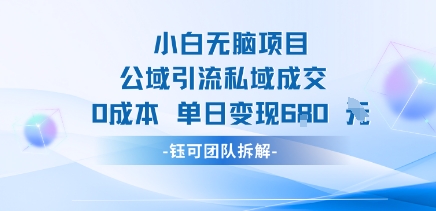 小白无脑项目公域引流私域成交0成本单日变现680米-88共享