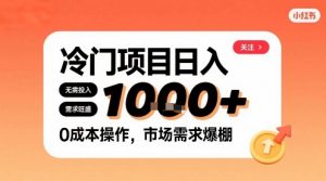 在小红书上发现个冷门路子,需求不小,零成本操作,每天能有1k进账-88共享