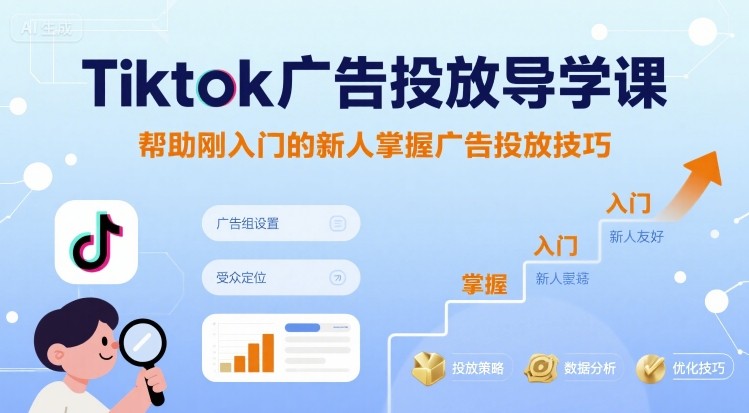Tiktok广告投放导学课，帮助刚入门的新人掌握广告投放技巧-88共享