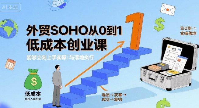 外贸SOHO从0到1低成本创业课，能够立刻上手实操与落地执行-88共享