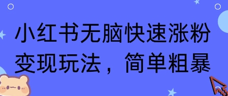 小红书无脑快速涨粉变现玩法，简单粗暴-88共享