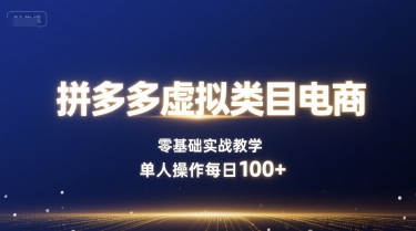 拼多多虚拟类目电商，零基础实战教学，单人操作每日100+-88共享