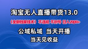 淘宝无人直播13.0,公域私域技术,不封号,不违规布局下半年旺季赛道,日入1K+(独家技术)【揭秘】-88共享