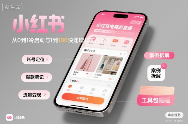 小红书电商运营课：从0到1冷启动与1到100快速增长实战教学-88共享