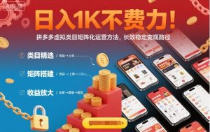 日入1K不费力!拼多多虚拟类目矩阵化运营方法,长效稳定变现路径-88共享