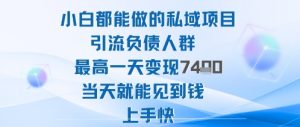 2025年小白都能做的私域项目引流负债人群最高一天变现1k+高变现难度低当天就能见到钱上手快-88共享