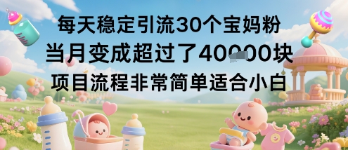 每天稳定引流30个宝妈粉当月变成超过了1W+项目流程非常简单适合小白-88共享